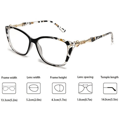 Leopard Print Reading Glasses Anti Blue Light HD Lenses Square Frame Metal Accents Includes Case & Cloth Black Tortoiseshell Red Strengths +1.0 to +4.0