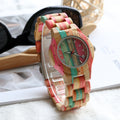 Bamboo Women'S Watches Multicolor Wood Bracelet Natural Women'S Clock Quartz Wrist Watch For Woman Ladies Gifts