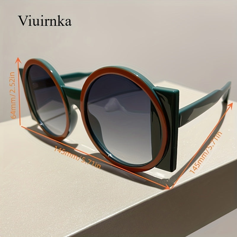 Color Block Round Sunglasses Unisex Retro Minimalist Fashion Glasses for Beach Vacation Travel Cruise Summer Colorful Trendy Eyewear Green Orange Red Blue Black Tea