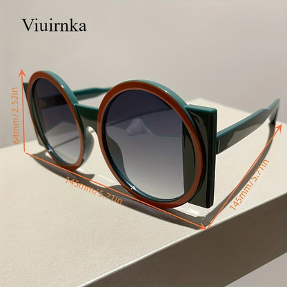 Color Block Round Sunglasses Unisex Retro Minimalist Fashion Glasses for Beach Vacation Travel Cruise Summer Colorful Trendy Eyewear Green Orange Red Blue Black Tea