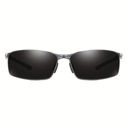 Polarized Sunglasses Men Sports Metal Frame – UV400 Driving Eyewear, Anti-Glare HD Lenses, Lightweight Durable Frame, Premium Gift Box Packaging, Gun Black & Black