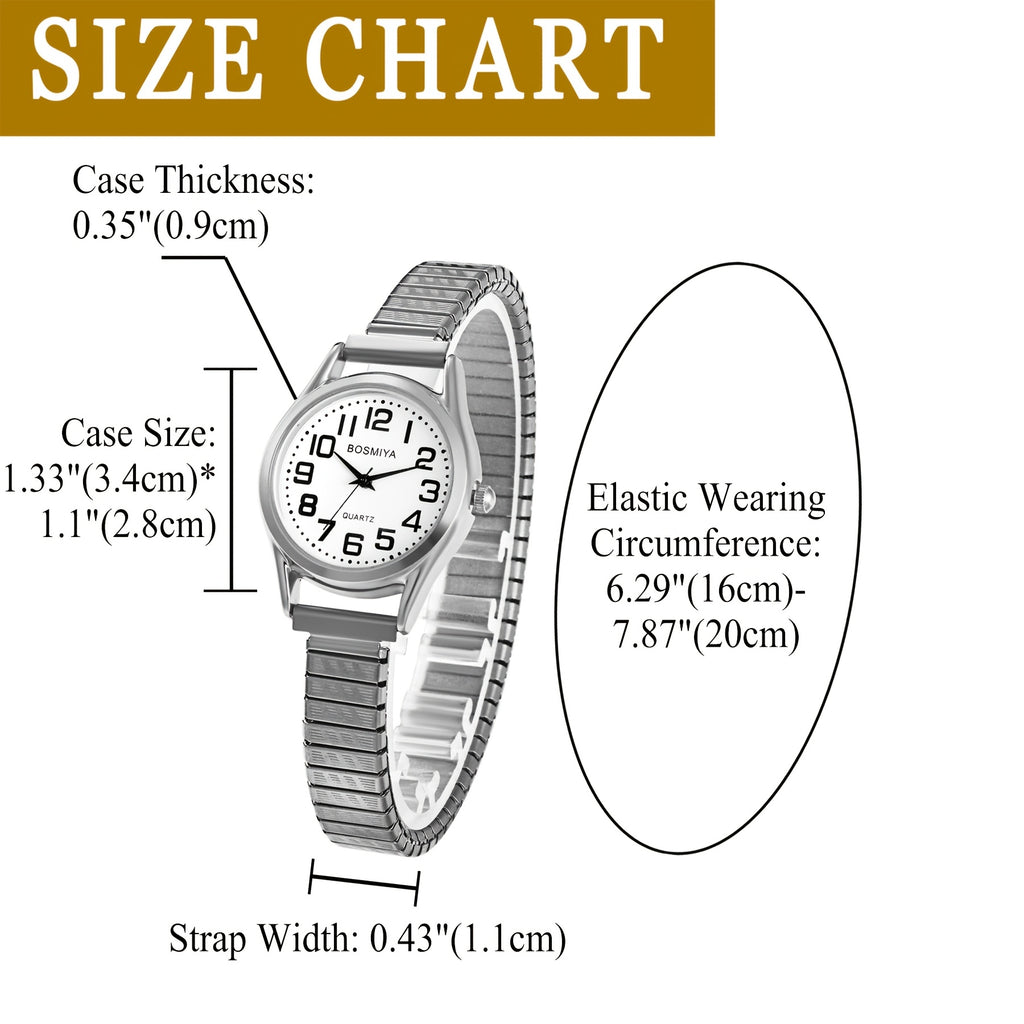 Analog Quartz Elastic Watch, Stretch Wristwatch, Round Case, Expandable Strap, Large Arabic Numerals Scale Dial, Clear And Easy to Read, Suitable for Daily Casual Business Wear, Birthday Christmas Gift Suitable for teens