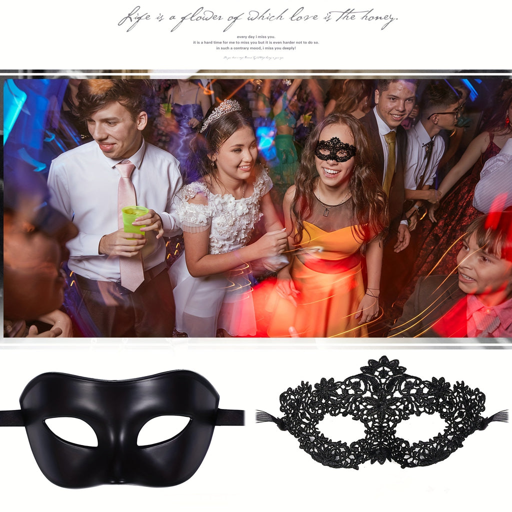 Flongo Couple 2pcs Masquerade Masks Venetian Costume Ball Cosplay Party Mask for Halloween