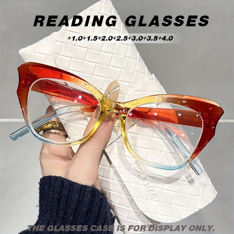 Blue Light Reading Glasses Butterfly Cat Eye for Men Women – Anti-Blue Light HD Presbyopic Eyewear AC Lens PC Full Rim Frame, Minimalist Fashion Readers +100 to +400, Green Blue Black Color