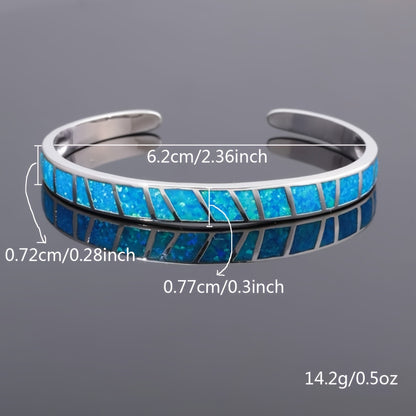 925 Sterling Silver Opal Bracelet – Adjustable Vintage Chain Bracelet for Women, Elegant Blue Pink White Gemstone Jewelry for Daily Wear & Special Occasions