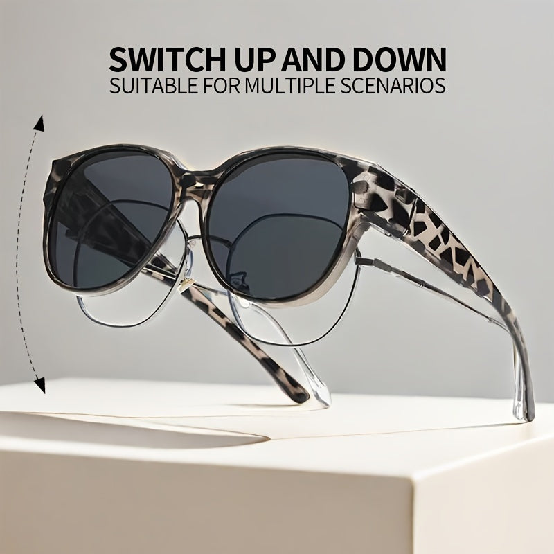 Retro Clip-On Glasses 2-Pack — Vintage Round Frames, No Tools Needed, Lightweight Leopard Pattern Eyewear for Men & Women, Party & Daily Use Gift