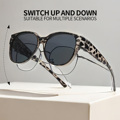 Retro Clip-On Glasses 2-Pack — Vintage Round Frames, No Tools Needed, Lightweight Leopard Pattern Eyewear for Men & Women, Party & Daily Use Gift