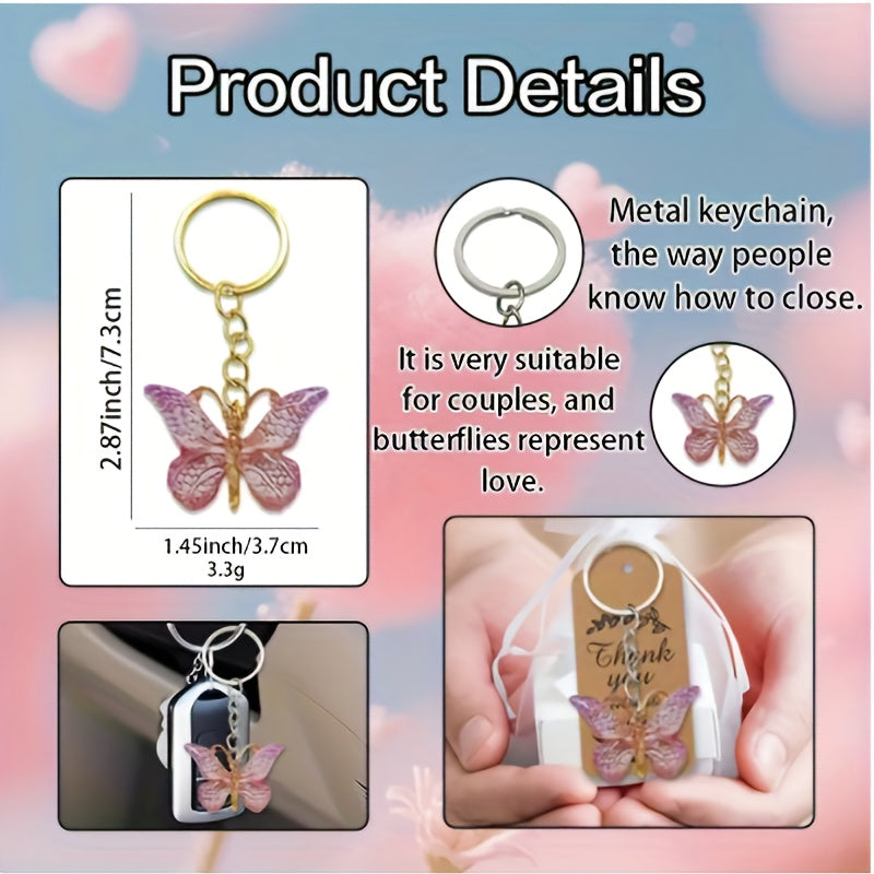 36pcs Set Butterfly Keychain for - Gradient Color Butterfly Charms with Round Ring Clasp, Elegant Layering Key Ring Accessory, Bulk Pack for Parties Weddings Birthdays (Decorative Gift Set)