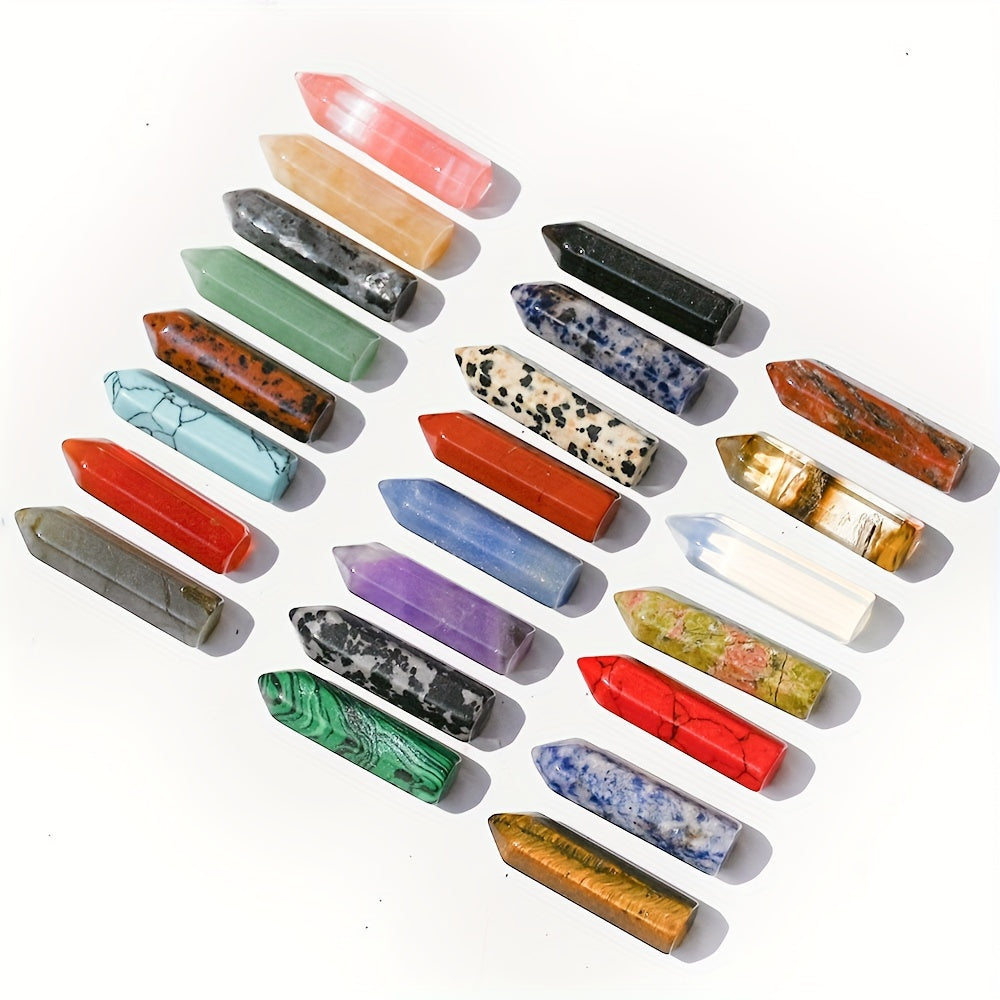 30pcs Healing Crystals Stones Sets Wands Bulk Natural Pocket Quartz Assorted Hexagonal Pointed Reiki Faux Faux Gemstones Polished Balancing Meditation Chakra Gift