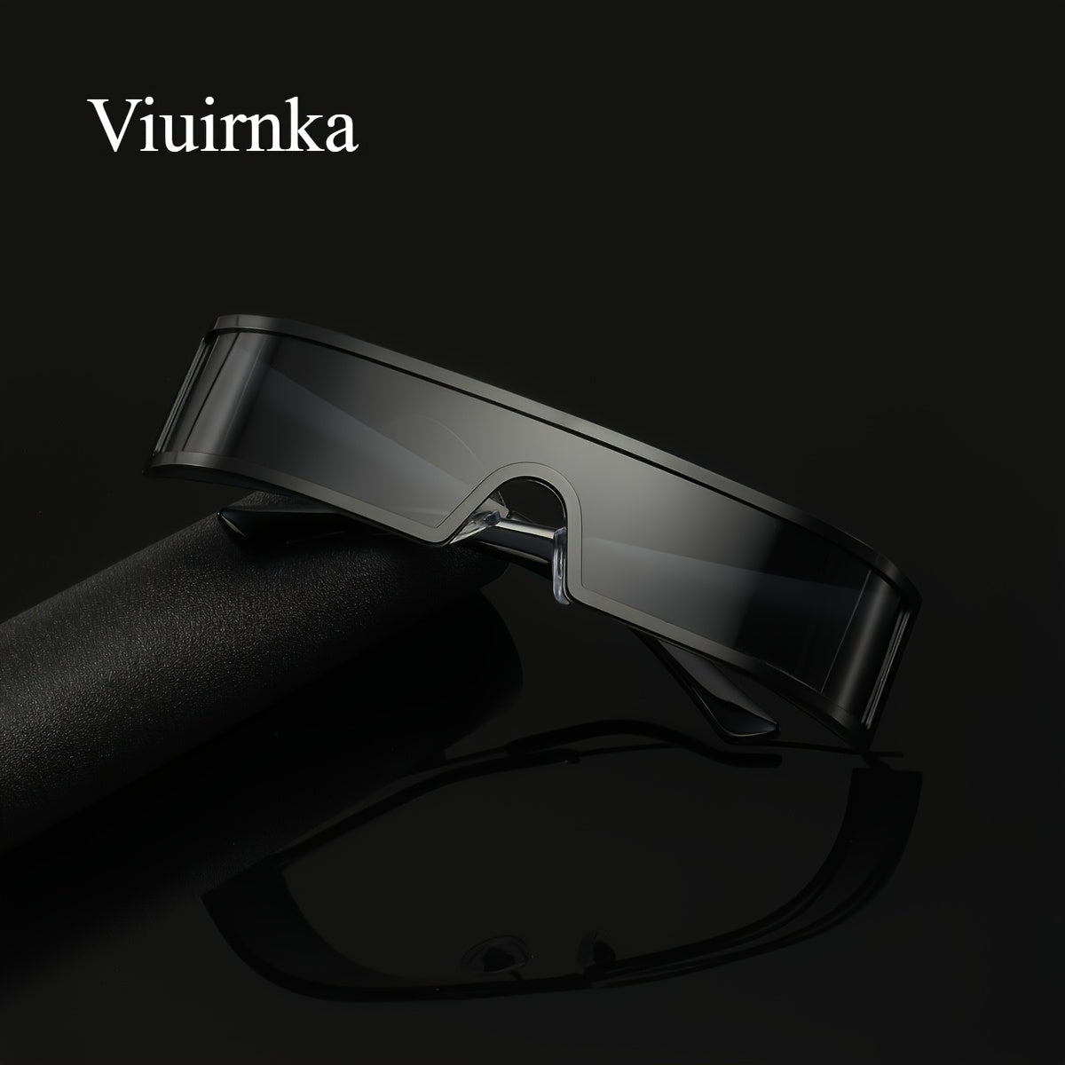 VIUIRNKA Men's Fashion Glasses, Cyberpunk Metal Wraparound Frame, Wide Temple Futuristic Design with Case, Lightweight Street Style Fashion, Perfect for Halloween & Christmas Gift Giving, Cool Quality Event Wear