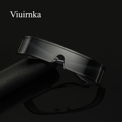 Cyberpunk Metal Wraparound Glasses for Men – Wide Temple Futuristic Design with Case, Lightweight Street Style Fashion Eyewear, Perfect Halloween & Christmas Gift for Cool Event Wear