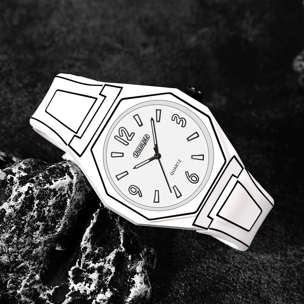 [ Unique Watches for Men] 1pc Fashion Unisex Creative Wrist Watch, Red Silicone Strap, Round Dial, Analog Quartz Watch, Student | Casual | Outdoor Must Have, Best Gift