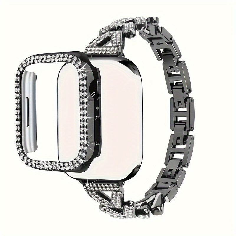 Strap+double Row Case Suitable for APPLE Ultra2/9/8/7/6/5/4/3/2/1/SE Wheat Ear with Water Alloy Strap+double Row Case 38/40/41/42/44/45mm