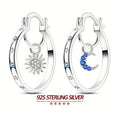 A Set of Large Hypoallergenic Hoop Earrings for Women, Crafted from 925 Silver, Featuring a Unique Sun And Design
