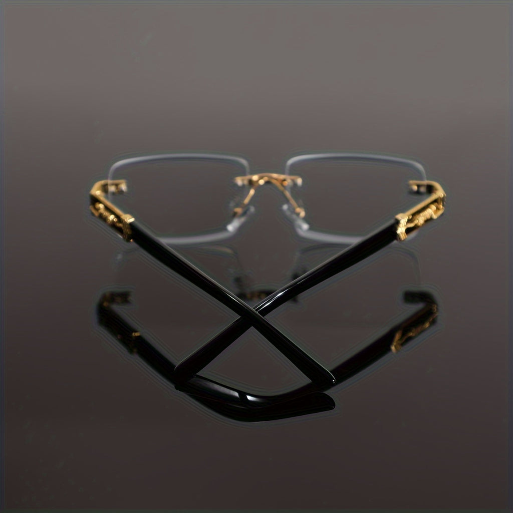1 Pair Men's Metal Rimless Retro Anti Blue Light Classic Simple Business Flat Fashion Glasses