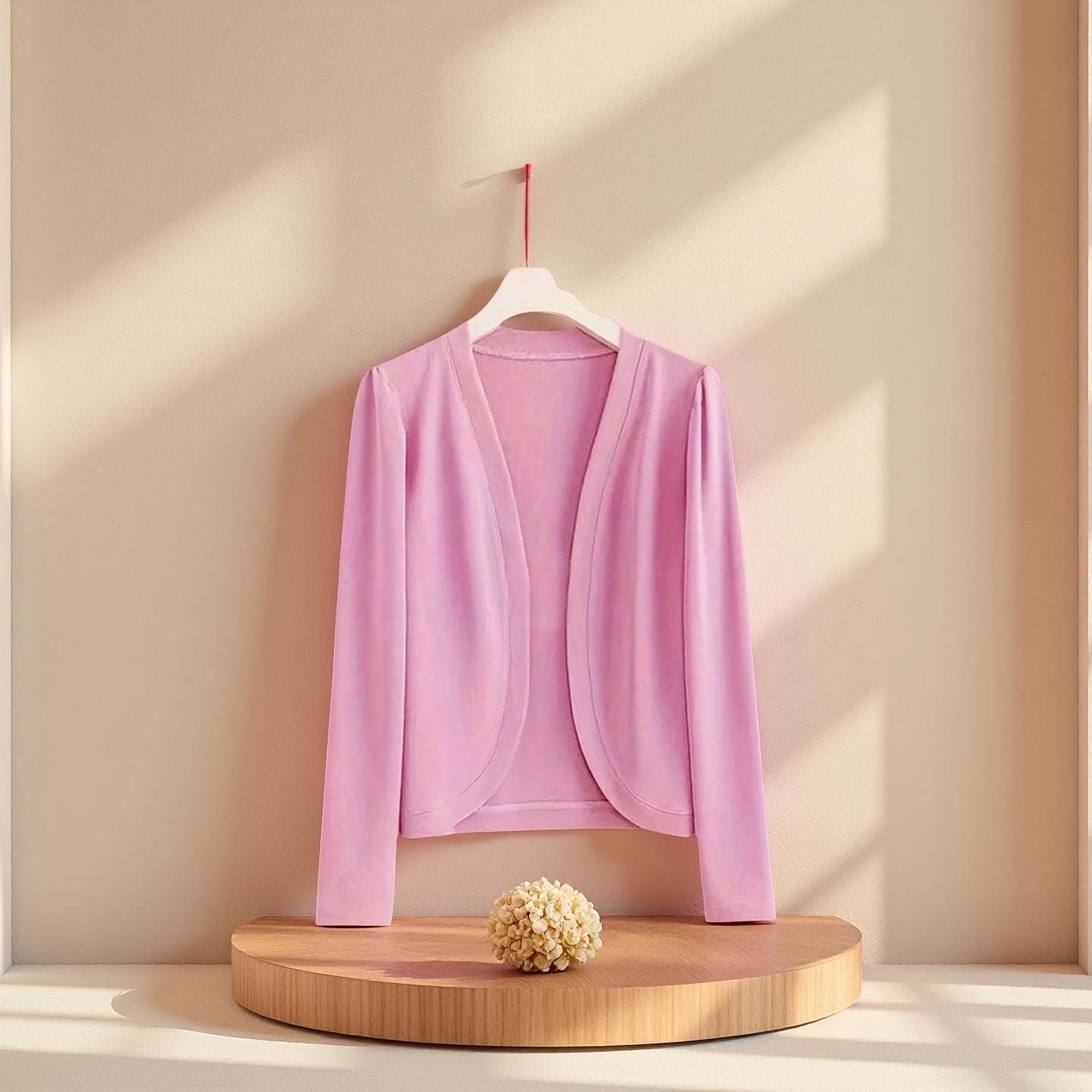1pc/Classic Elegant Solid Color Long-Sleeve Cardigan, Front-Opening Shawl, Comfortable And Breathable, Windproof And Sun-Resistant, Perfectly Showing The Mature Style of Women