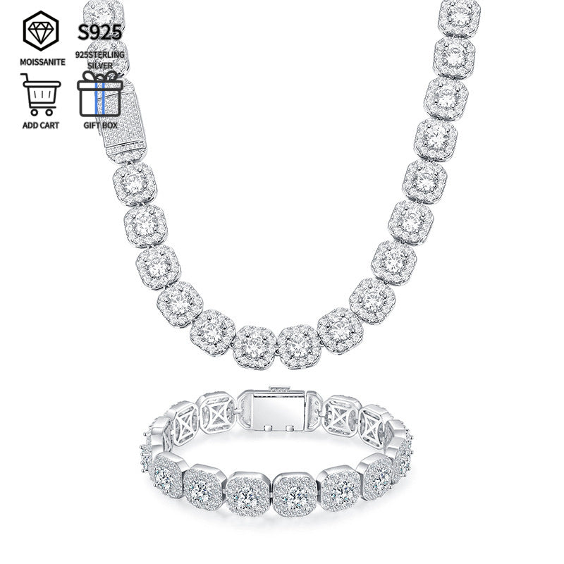 50 Carat(including 2 Carats* 13 Large Moissanite) Moissanite Bracelet, High-end Luxury Sparkling Moissanite Bracelet for Men and Women, Paired with Exquisite Gift Box, Suitable for Birthday Gifts, Fine Jewelry, Lovers' Anniversary Gifts Plat