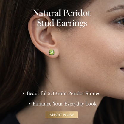Peridot Stud Earrings 925 Sterling Silver Natural Peridot Minimalist Elegant Green Gemstone Earrings Women Gift for Party Special Occasions