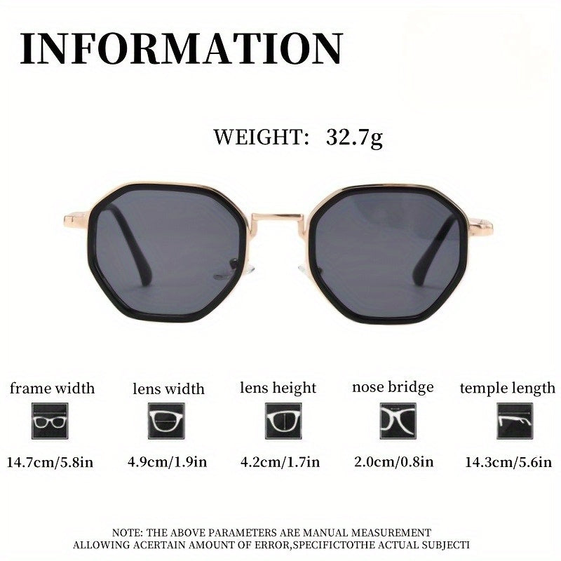 Polygonal Sunglasses Unisex Lightweight Durable Stylish Lens with Case Cleaning Cloth Casual Formal Men Women Trendy Eyewear