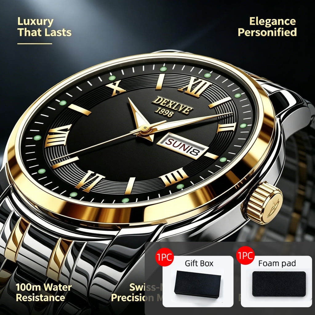 [Luxury Stainless Steel] Men's Watch Business Wear Luxury Casual Stainless Steel Date Men's Watch, Without Battery