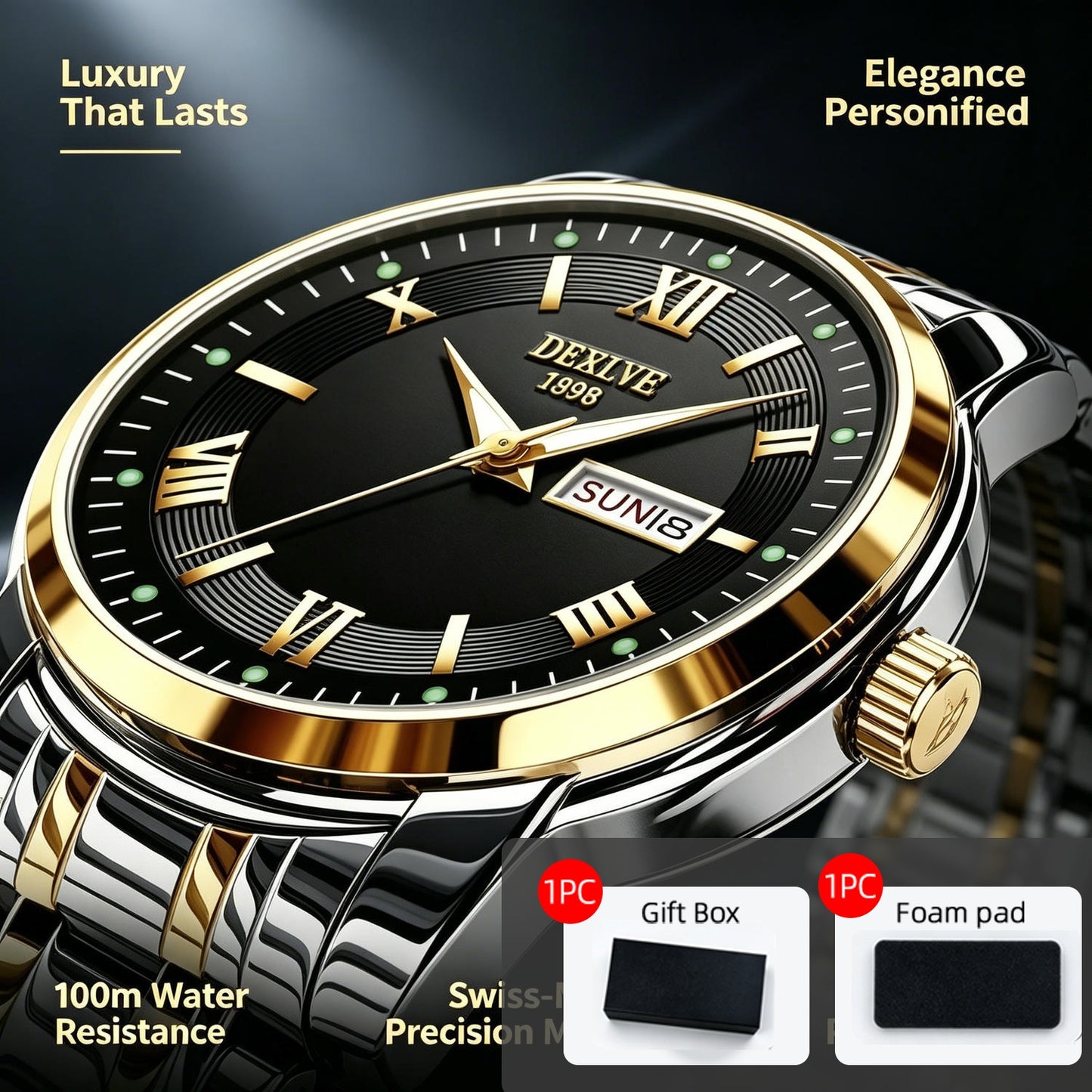 Men's Stainless Steel Business Watch with Date Display - Luxury Analog Dress Wristwatch for Men, Classic Quartz Timepiece for Office Professional Casual Wear