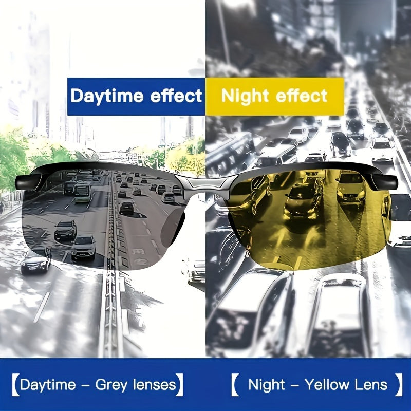 2 Pairs Aurora Night Vision Driving Glasses - Anti-Glare Half-Frame Design, Lightweight Durable PC/Plate/TAC Lenses, Unisex for Men & Women, Daily Wear & Night Driving, Gift Idea, Night Vision Glasses, Sleek Eyewear, Highquality Lenses, Casual Eyewear, Mo