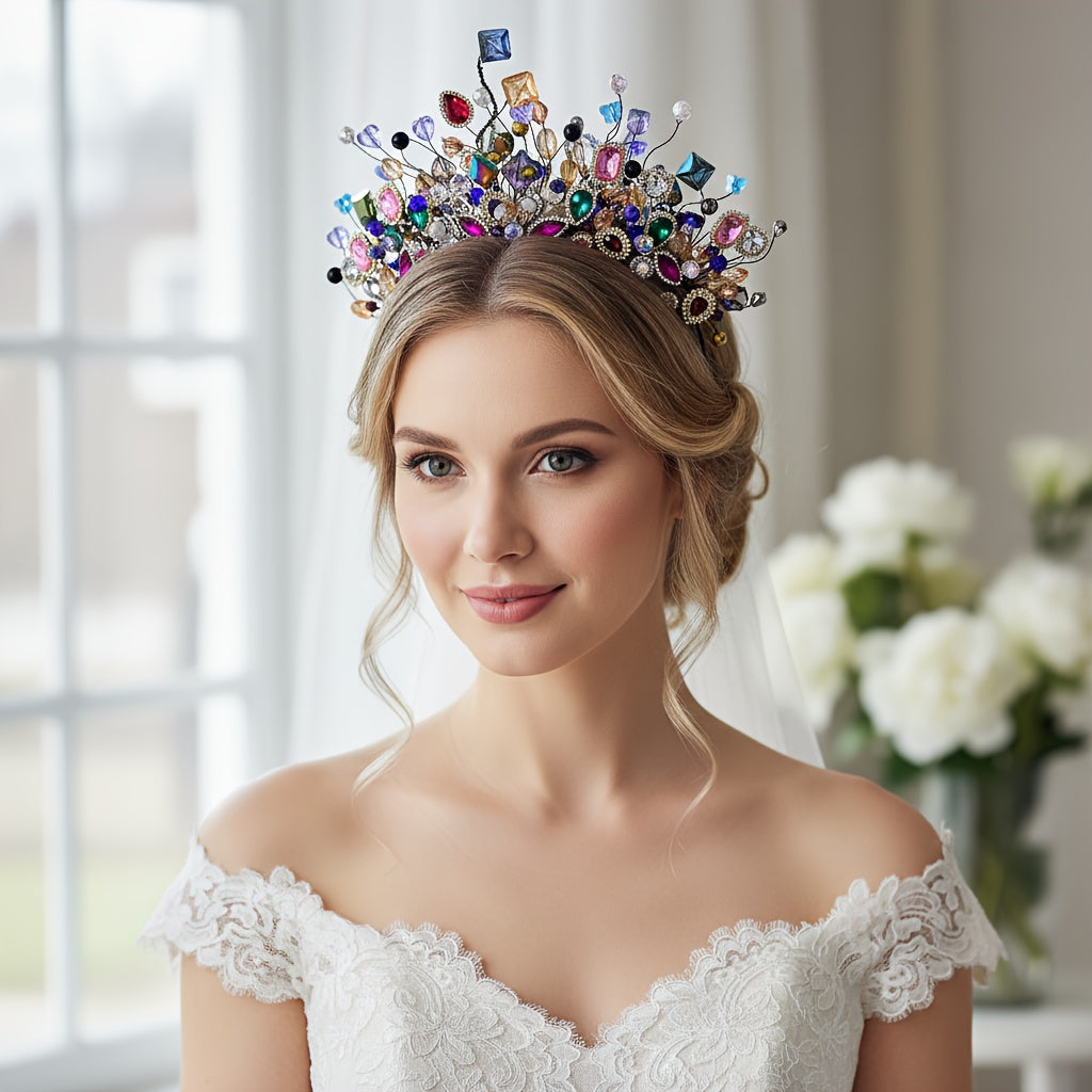 1pc of a Vibrant Rhinestone Tiara Headband Ideal for Weddings, Parties, Carnivals, And Valentine'S Day Hair Adornments