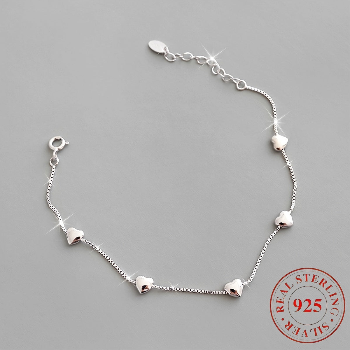 [Birthday Gift Valentine's Day] 925 Sterling Silver Heart-Shaped Ankle Chain, Creatively Smooth, Elegant and Simple, a Birthday Gift for Girlfriends/ Mothers, Valentine's Day Gift