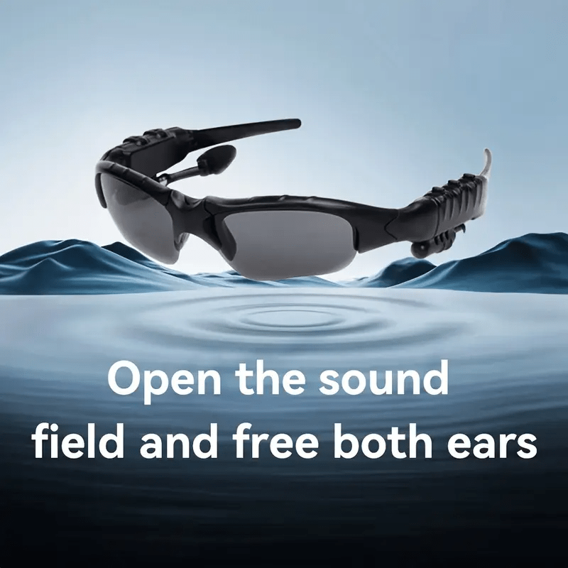 Smart driving glasses with wireless headphones - music, calls and navigation, stereo, hands-free microphone, noise-cancelling earplugs, suitable for and activities