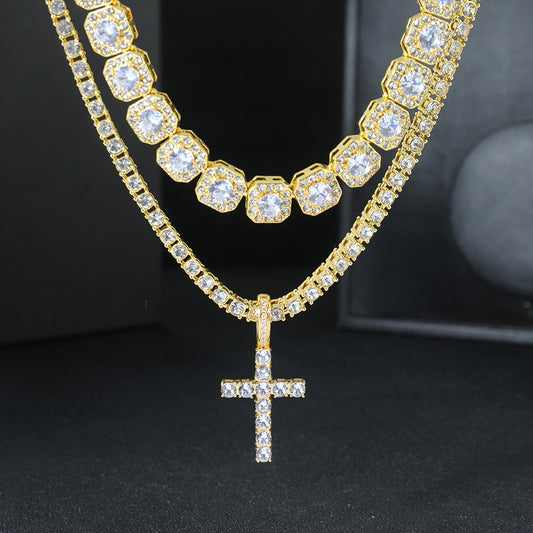 Stunning Hip Hop Cuban Chain Cross Design Pendant Necklace - Fashion Pendants for Women and Men with Jewelry Gift Idea