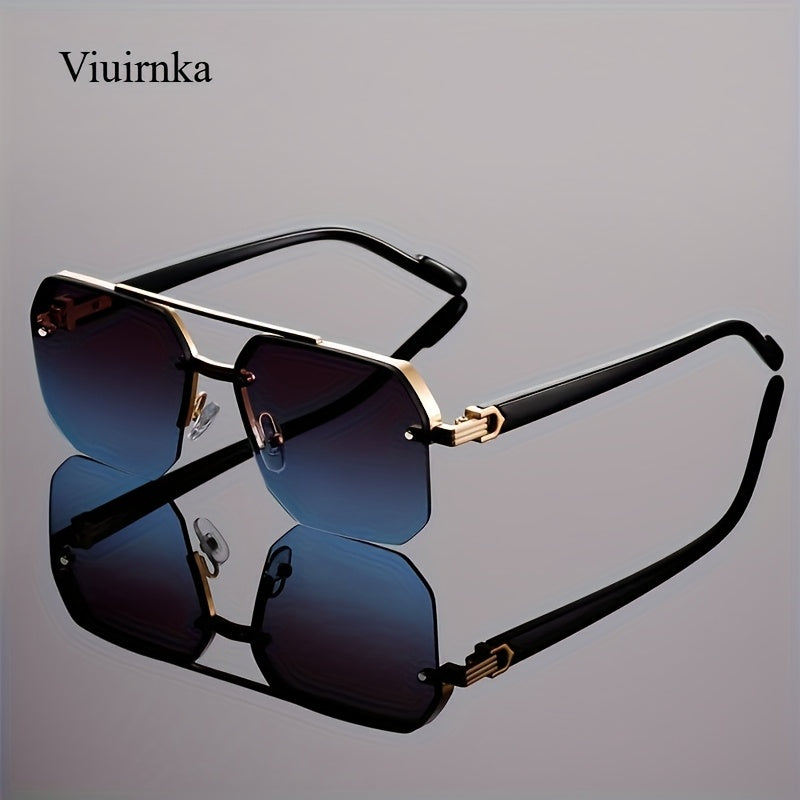 Semi-Rimless Glasses for Women Men - Vintage Half Frame Fashion Eyewear, Lightweight Polycarbonate with Metal Hinge, Retro Aesthetic for Driving Party Daily Wear