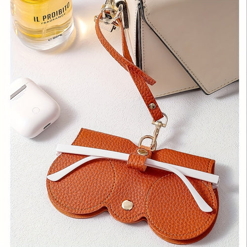 10-Pack Portable Stylish Faux Leather Case - Cute Clip-On Design with Golden Clasp Eyewear Holder for Women, Bag Pendant, Glasses Protection Cover for New Eyeglasses
