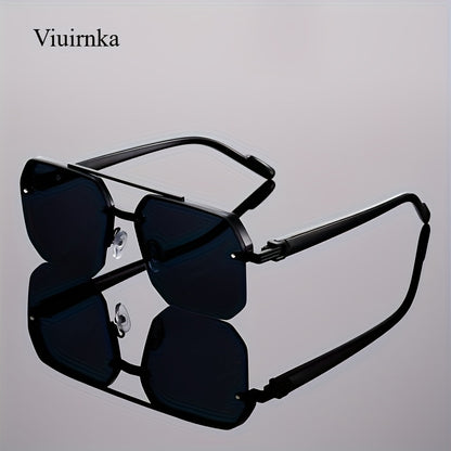 Semi-Rimless Glasses for Women Men - Vintage Half Frame Fashion Eyewear, Lightweight Polycarbonate with Metal Hinge, Retro Aesthetic for Driving Party Daily Wear
