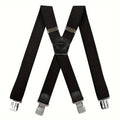 1/2pc Heavy Duty Suspenders For Men Work Outdoor Hunting Motorbiking Skiing, 1.5inch Wide X-back 4 Strong clamp, Adjustable Elastic Men's Suspenders Trouser Braces