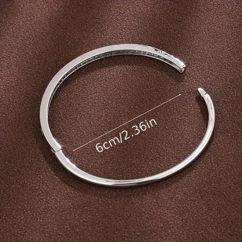 Rhinestone Bracelet Stainless Steel Sparkling Luxury Bangle Women Elegant Bling Jewelry Everyday Party Wear Gift Graduation Teacher