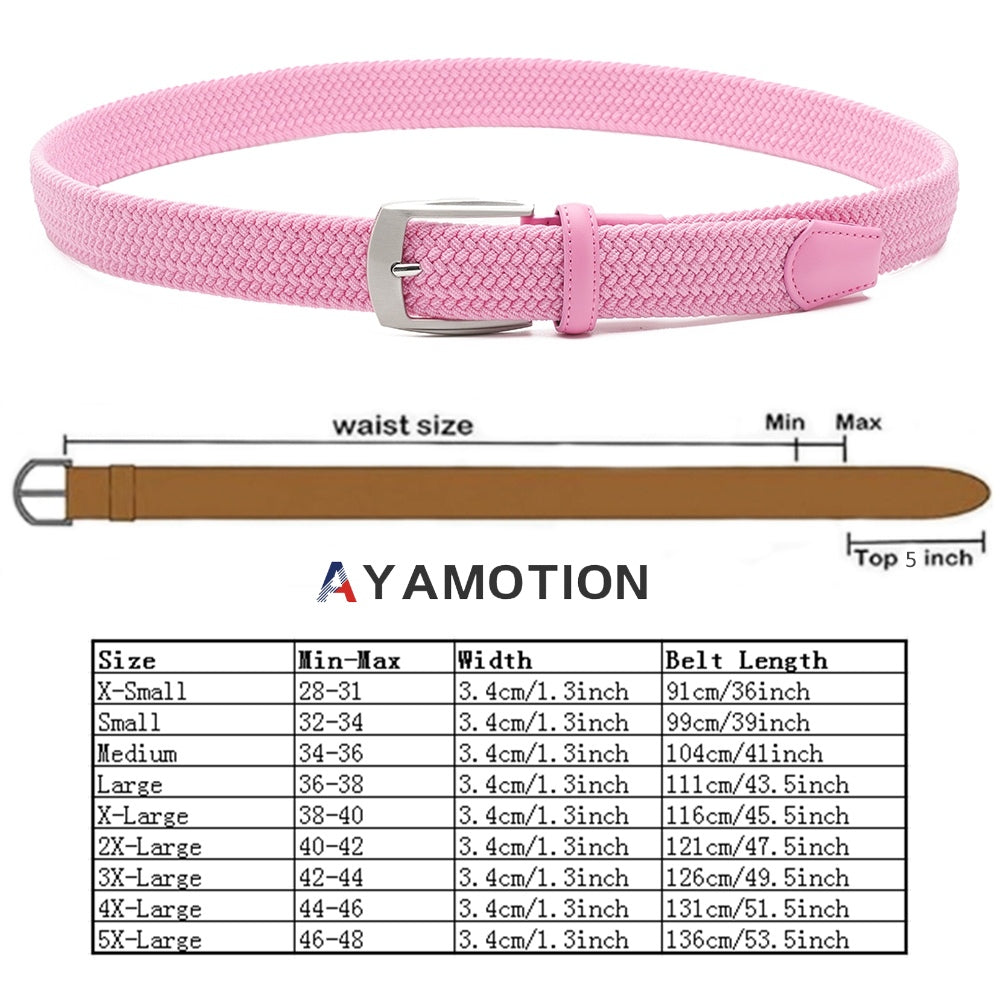 AYAMOTION Canvas Elastic Fabric Woven Stretch Braided Belts for Men Women Junior with Multicolored Full Sizes Multicolored Golf Belts for Man For school for wedding,Ideal Gift for Dad, Husband, Boyfriend