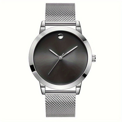 Men's Stainless Steel Watch Casual Minimalist Quartz Wristwatch with Metal Band – Elegant Gift for Him, Business & Everyday Wear