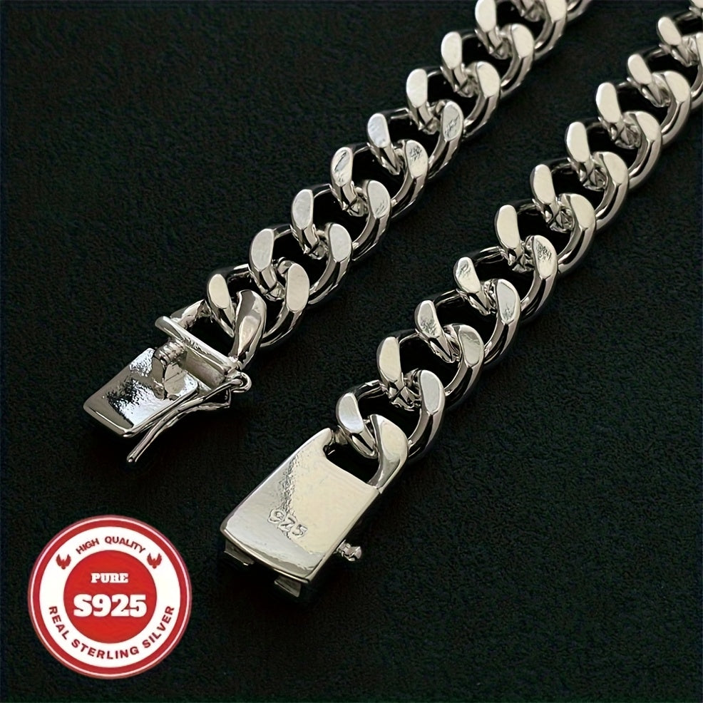 S925 Sterling Silver Cuban Link Chain Necklace 10mm - Heavyweight Handcrafted Thick Cuban Chain for Men & Women, Sturdy Hip Hop Jewelry for Casual & Special Occasions, Available in 20"-24"