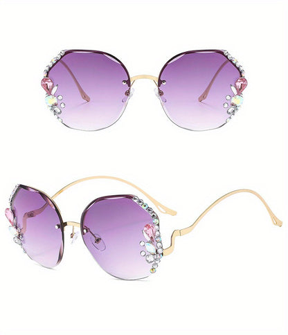 Diamond Accented Fashion Sunglasses for Women with Case Premium Gradient Lenses Multi-Color Stylish Durable Eyewear for Daily Wear Parties Summer Holiday Gift