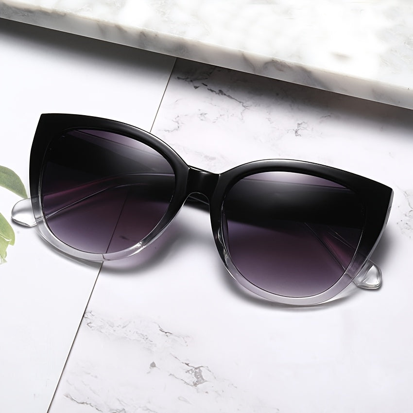 Gradient Cat Eye Sunglasses Men Women Oversized Retro Fashion Gradient Black Lens Summer Eyewear for Beach Vacation Travel Cruise Trendy Unisex Accessories Must-Have