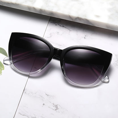 Gradient Cat Eye Sunglasses Men Women Oversized Retro Fashion Gradient Black Lens Summer Eyewear for Beach Vacation Travel Cruise Trendy Unisex Accessories Must-Have