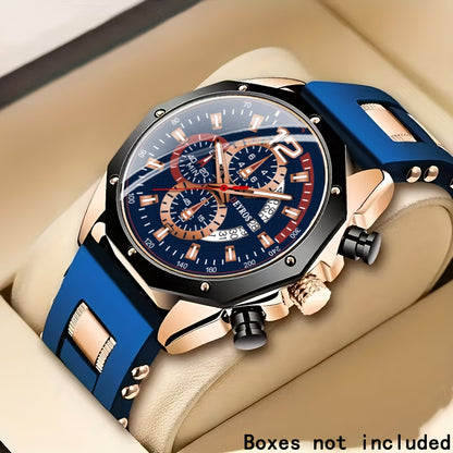 Silicone Watch for Men Fashion Casual Quartz Date Display Sport Wristwatch Sporty Design Multiple Colors Christmas Thanksgiving Gift Reloj Para Hombre