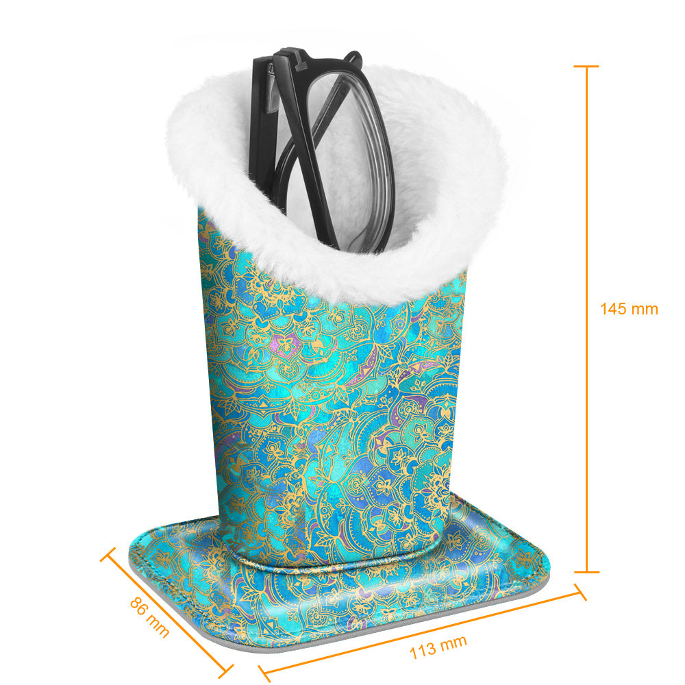 Plush Lined Eyeglasses Holder Protective Glasses Holder Stand Case Anti-scratch Glasses Storage Organizer for Desk, Nightstand, Office