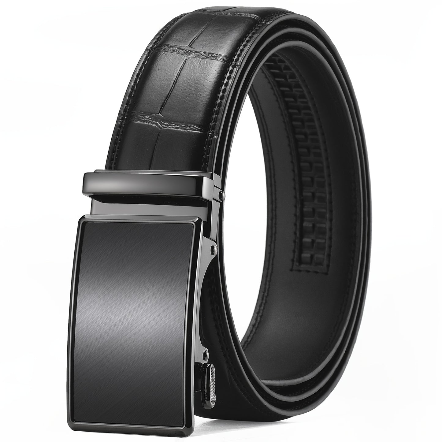 Ratchet Belt for Men - Premium Leather Slide Belt with Automatic Click Buckle, Adjustable 28"-46" Waist, 8 Colors, Dress & Casual, Gift for Husband