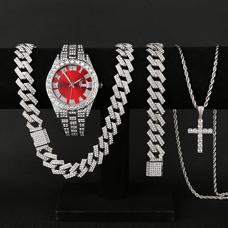 Set Of 3 Pieces And Set Of 4 Pieces, Men's Watch Set, Mayer Migu Necklace Bracelet Set, Men's Cross Necklace Set Gift