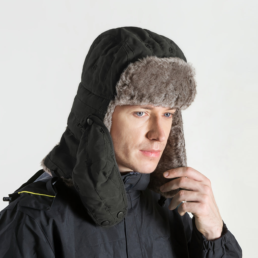 Warm Winter Cap with Ear Covers And Face Mask, Designed to Protect Against Wind, Suitable for Skiing, And Lined with Plush for Cold Weather, Ideal for Both Men And Women