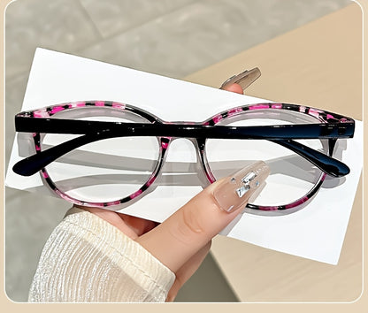 Colorful Printed Reading Glasses Women 4 Pack Spring Hinge Square Round Frame Blue Purple Brown Premium Eyewear Close-Up Tasks Strengths +1.0 to +4.0