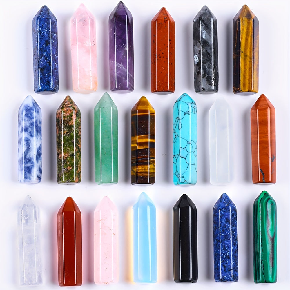 30pcs Healing Crystals Stones Sets Wands Bulk Natural Pocket Quartz Assorted Hexagonal Pointed Reiki Faux Faux Gemstones Polished Balancing Meditation Chakra Gift