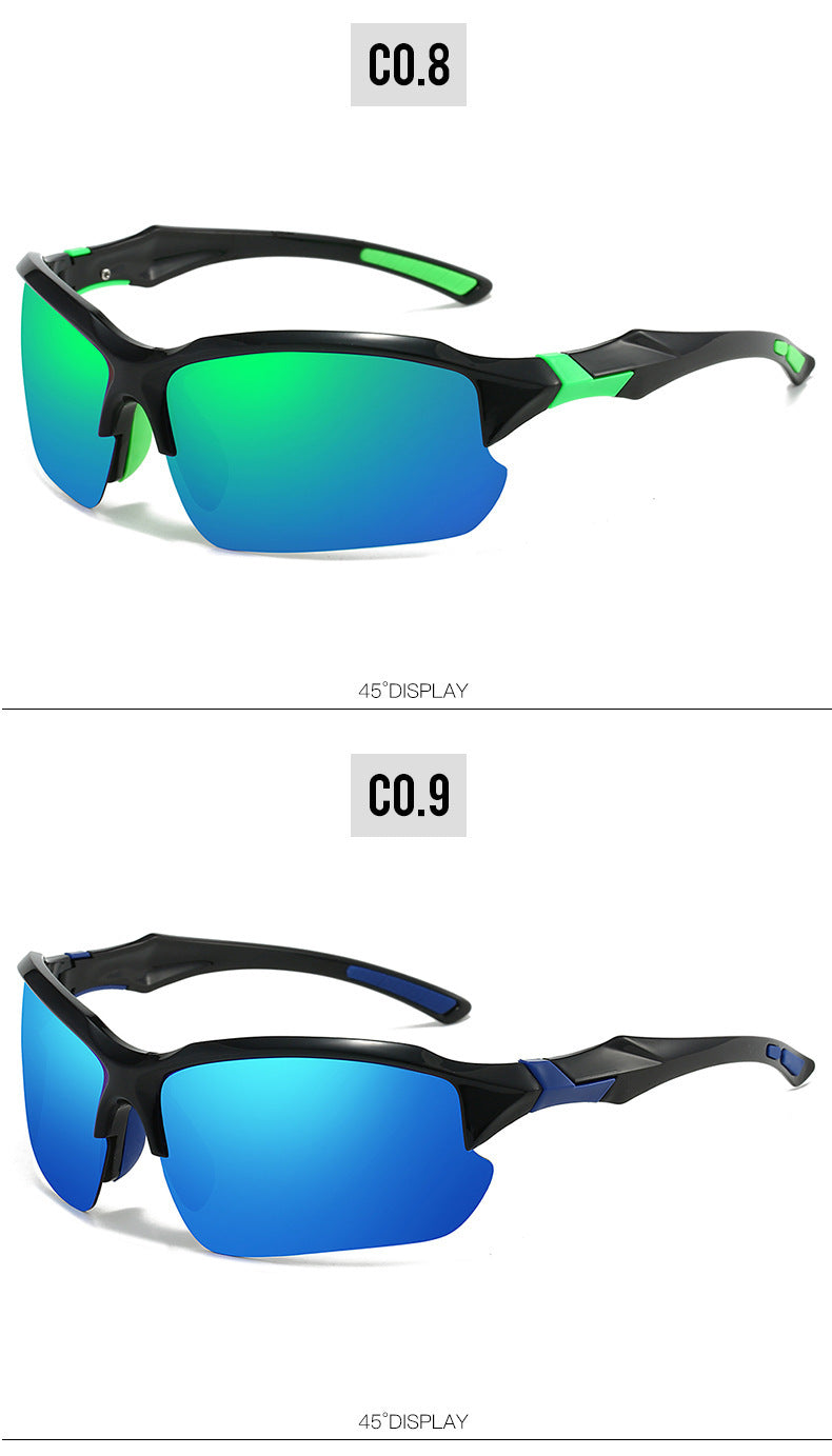 3pcs New Cross-Border Outdoor Sports, Skiing, Driving Half-Frame Sunglasses Men'S Running Fishing Sunglasses Sun Protection Lightweight Goggles