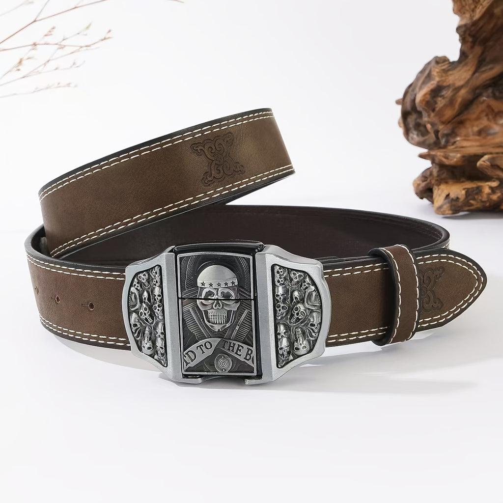 2026New Printed Detachable Lighter Belt, A Novel Accessory Belt with A Retro Western Cowboy Style. It Features A Fashionable Lighter And Is Recommended As A Gift for Family And Friends.
